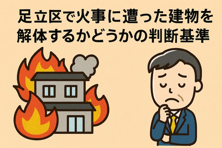足立区で火事後の解体を検討中の方へ｜費用の抑え方と信頼できる解体業者の見極め方